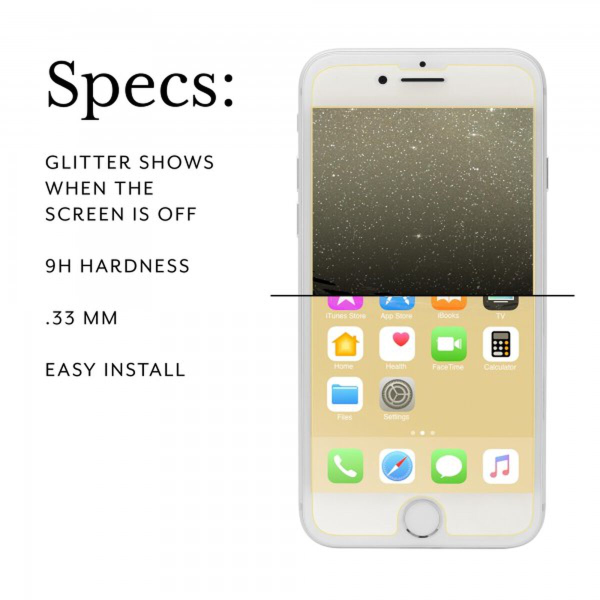Showtime Glitter Glass (Gold) for Apple iPhone 6/6s/7/8 Plus